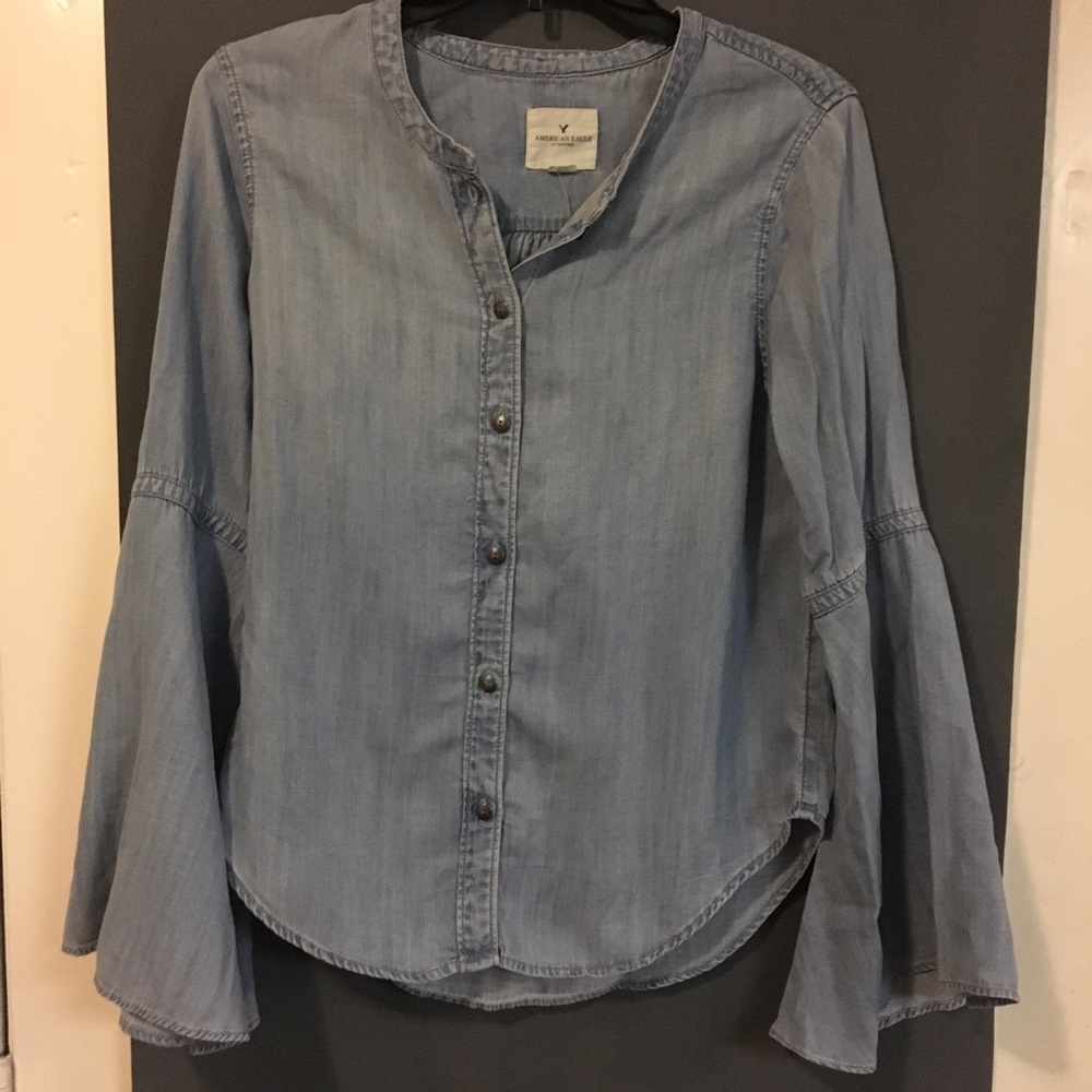 NWT American Eagle chambray denim bell sleeve top